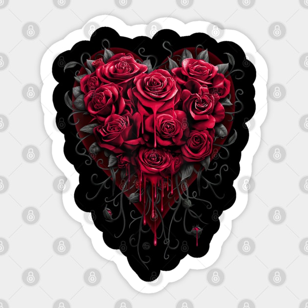 Bleeding Heart - Gothic Roses - Spiral Original Sticker by The Full Moon Shop